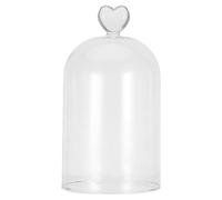 Warmhm Cloche en Verre avec Anse Cœur, Dôme 16x10cm Décoratif | Haute Transparence, Protection Anti-poussière, Espace Diy, pour Table Centrale, Salon, Anniversaires