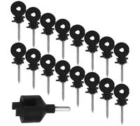 Warmhm Isolateurs de Clôture Électrique Conception Auto-taraudeuse avec Outil D'installation 51 Pièces à Visser Noirs en Acier au Carbone pour Poteaux en Bois pour Gestion Agricole