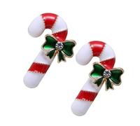 Warmhm Lot de 2 set de Broches en Alliage de Bâton de Marche de Noël Épingles Faites à la Main avec Cristaux Rouges Verts et Blancs Décoration de Vêtements Festive pour Adultes et