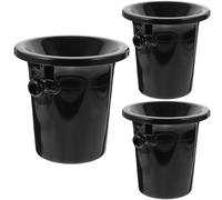 Warmhm Lot de 3 Seau A Vin en Plastique Noir, Forme Ronde à Large Ouverture, pour Dégustation de Vin et Expositions, Empêche les Éclaboussures