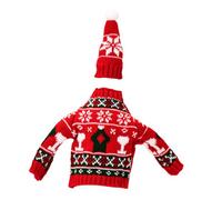 Warmhm Mini Housse Tricotée pour Bouteille de Vin Rouge Décoration de Noël Accessoire Festif Unique Couvre-Bouteille en Maille Ornement de Table pour Fête 1 Pièce