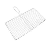 Warmhm Panier à Poisson Résistant Utilisation Prolongée Surface Lisse Grillé en Acier Inoxydable Argenté pour Barbecue en Plein Air et Camping