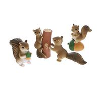 Warmhm Petite Figurine Animaux Écureuil en Résine, Lot de 4, Aspect Réaliste, Couleurs Intenses, Ornement pour Mini Jardin et Bonsaï, Déco Solide