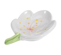 Warmhm Porte- Céramique Décoratif Motif Fleur avec Drainage Automatique pour Salle de Bain Cuisine Évier et Support Stable et Facile à Nettoyer Porcelaine Blanche Tulipe