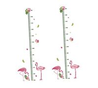 Warmhm Sticker Mural Toise pour Garçon et Filles Flamant Rose, Autocollant de Taille Pvc Résistant, Mesure Hauteur Décor Chambre Bébé Fille Garçon, Lot de 2 Pièces Autocollants Ludiques