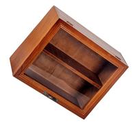 Warmhm Vitrine Miniature Bois Vintage avec Porte Acrylique Petit Meuble De Rangement Et Présentoir De Bureau pour Figurines Et Objets De Collection Support Solide à Deux Niveaux
