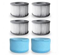 WARMWOO Lot de 4 MSPA Cartouches de Rechange de Filtre: Cartouches filtrantes pour Spa MSPA, Filtration Efficace, Cartouche filtrante de Rechange avec Couvercle en Filet, pour piscines gonflables