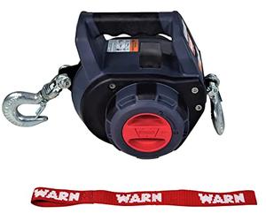 WARN 101575 Treuil à perceuse Portable, avec Corde synthétique de 12,2 m : capacité de Traction de 340 kg, Gris