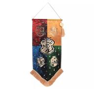 Warner Bros Bannière pour anciens élèves Harry Potter, maisons de Poudlard, Gryffondor, Serpentard, Serdaigle, Poufsouffle, Décoration murale à suspendre avec pompon