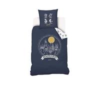Warner Harry Potter Parure de Lit Housse de Couette et Taie d'oreiller 100% Coton 140 x 200 cm, bleu/blanc, 63 x 63cm