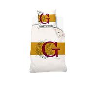 Warner - Housse De Couette Harry Potter Gryffondor Lion 140x200 cm + 1 Taie d'oreiller 63x63 cm - 100% Coton - Blanche/Or…