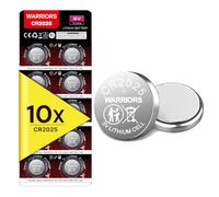 Warriors 10X Pile CR2025 3V Lithium Bouton | Emballage sécurité enfant. Pour clés, balances, calculatrices, télécommandes, montres et petits appareils