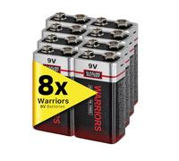 Warriors 8X Pile 9V Alcaline 6LR61, Longue Durée | Pour détecteurs de fumée, alarmes CO, télécommandes, jouets, multimètres, horloges et appareils ménagers