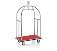 WAS 4442 000 Chariot à Bagages en Acier Inoxydable Argenté/Rouge 106 x 63 x 185 cm