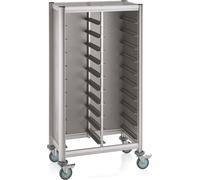WAS Germany Chariot à plateaux pour 2 x 10 plateaux, alu, MDF, Trolley Mensa