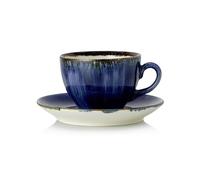 WAS Germany Lot de 6 tasses supérieures et soucoupes, 0,25 l, porcelaine océan foncé