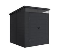 Wasabi Abri de jardin en résine Terra - Lucarne 360° - Structure renforcée en aluminium et PVC - Protection UV - Gris anthracite - 3,65 m² - 190 x 192 x 215 cm
