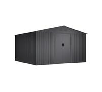 Wasabi - Abri de Jardin Extérieur 10,2m² Anthracite Clair - 4 Grilles Anti-Condensation - Porte Coulissante Double - Toit à Pignon - Abri de Stockage en Métal - 322x324x205cm