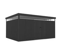 Wasabi Abri de jardin extérieur en métal 12,07 m² Quartz - Épaisseur 0,40 mm robuste - Lampe incluse - Fermeture à clé - Lucarne à 360° - Toit plat - Abri de rangement résistant - 307 x 393 x 203 cm