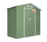 Wasabi - Abri de Jardin Métal 2,57m2 Light Green - Porte Coulissante Double - Grilles de Ventilation - Cabane Extérieur - Cabanon Rangement et Stockage