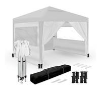 Wasabi - Tente Pliante Nylon Blanche 3x3m - Abri Jardin Camping avec 4 Parois - Tente Plage et Réception - Sac de Transport - Pergola Pas Cher Mobilier Extérieur pour Veranda Terrasse
