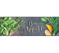 Wash+Dry Bon Appétit Tapis de Sol, Polyamide Dos : Caoutchouc Nitrile, Multicolore, 80 x 150 cm