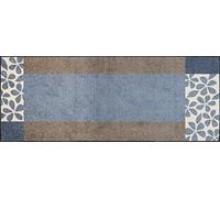 Wash+dry Florita grey Tapis essuie-pieds lavable Motif fleurs Vert, Polyester, gris, 75 x 190 cm