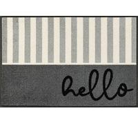 Wash+Dry Paillasson, Design Hello Stripes 50x75cm, intérieur, lavalble, sans Bordure, Gris