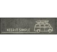 Wash+Dry Paillasson, Design Keep it Simple Grey 35x120cm, intérieur, lavalble, sans Bordure, Beige