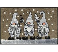Wash+Dry Tapis de Sol, Winterzwerge Taupe 50x75cm, intérieur et extérieur, Lavable