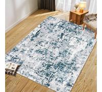 Washable Runner Rug 8x12, Modern Abstract Sage Green Hallway Runner Rug Non Slip, Soft Printed Faux Wool Floor Carpet for Kitchen Entryway Bedroom Laundry, Blue