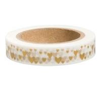 Washi Tape Cœurs dorés sur fond blanc - 15 m x 1 cm - Rayher Doré G
