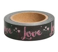 Washi Tape Love sur fond taupe - 15 m x 3 cm Marron G