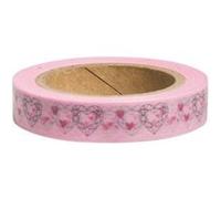 Washi Tape rose avec Cœur origami - 15 m x 1 cm Blanc G