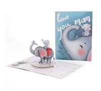 Wasise Carte d'anniversaire pour maman - Carte d'anniversaire pop-up 3D avec éléphant, carte d'anniversaire pour maman, carte d'anniversaire pour maman sincère avec panneau de message extractible