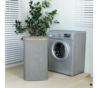 Wasmand 110 litres XL-extra grand wasmand avec couvercle et poignée - wasmand haut pour vêtements sales et jouets - gris