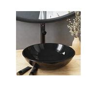 vidaXL Lavabo de salle de bains avec robinet et garniture d'écoulement noir