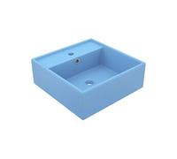 vidaXL Vasque de luxe à débordement Carré mat Bleu clair 41x41 cm