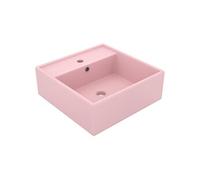 vidaXL Lavabo de luxe Débordement Carré Mat Rose 41x41 cm