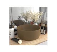 vidaXL Lavabo de luxe Rond Mat Crème 40x15 cm Céramique