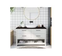 vidaXL Plan de toilette brun foncé 140x50x(2-4)cm bois massif
