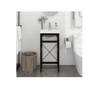 vidaXL Wastafelframe met inbouwwastafel ijzer zwart3101388 Noir G