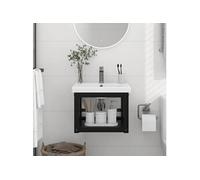 Wastafelframe wandgemonteerd 40x38x31 cm ijzer zwart338493