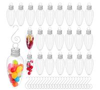 Watayo Lot de 24 Boules de Noël en Plastique Transparent avec Crochet en S pour décoration de Noël, Maison, Vacances, Mariage, fête