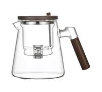 Water Separation Glass Teapot, 750ml Wooden Handle Glass Teapot