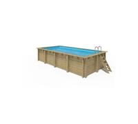 WATERCLIP Piscine bois rectangulaire 620 x 300 cm Autoclave IV Liner 70/100 Rainurée languette + Filtration 11m3/h + Echelle ELLY