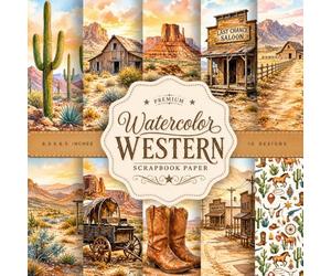 Watercolor Western Scrapbook Paper: Double-Sided Decorative Craft Papers for Junk Journals, Wrapping, Card Making, Mixed Media & More