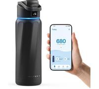 WaterH Boost - Gourde Connectée Isotherme 946ml - Inox Noir - Rappel d'Hydratation Intelligent LED