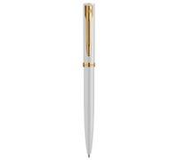 Waterman Impression Stylo bille | Pointe moyenne avec recharge d'encre bleue | Laque blanche avec garniture dorée | Fabriqué en France | Boîte cadeau
