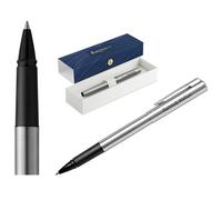 Waterman Allure - Stylo à encre gravé personnalisé - Instrument d'écriture de luxe élégant - Stylo cadeau pour femmes et hommes, encre noire (acier inoxydable)